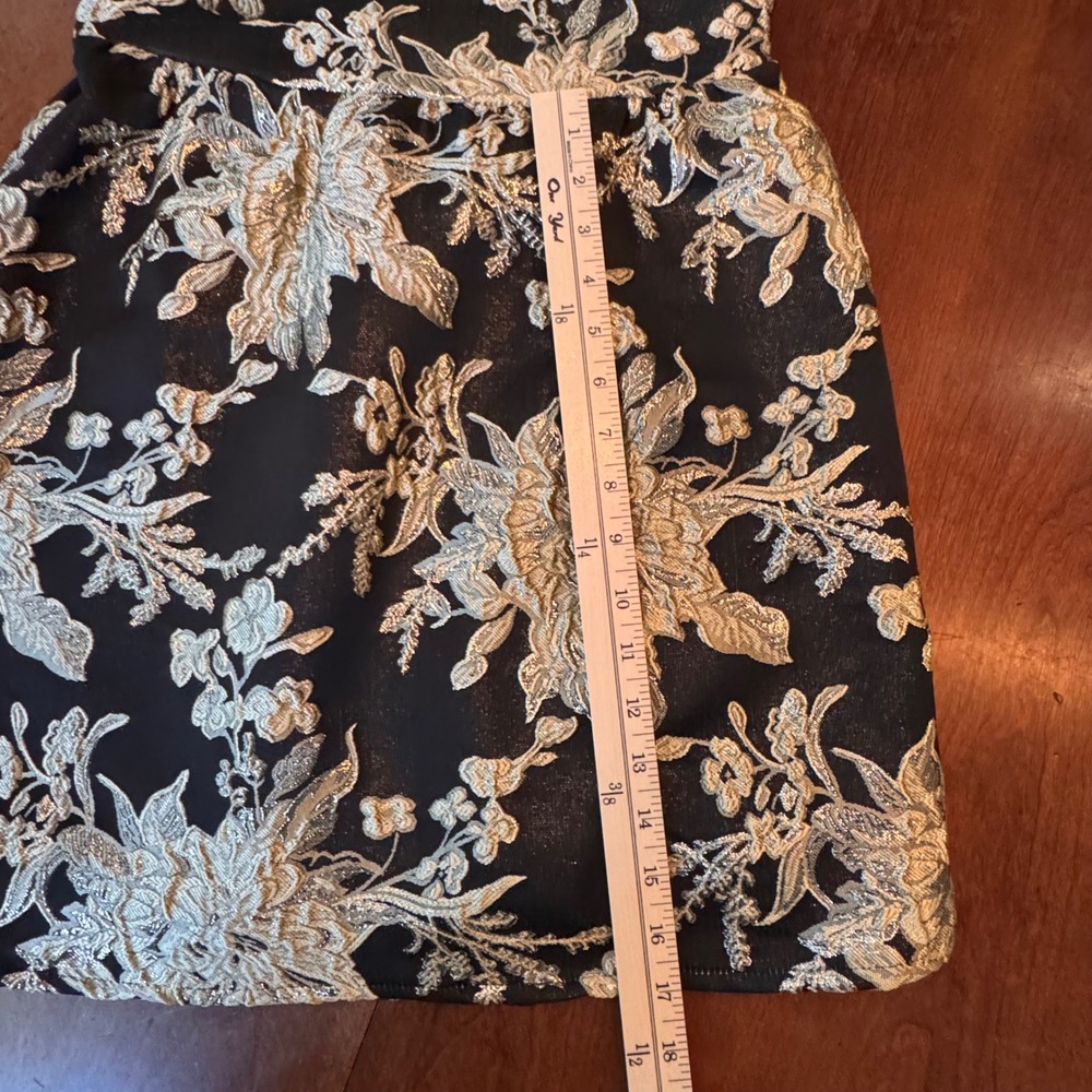 Band of the Free Dress Women S Black Gold Floral Brocade‎ Mini Square Neck - Picture 8 of 11